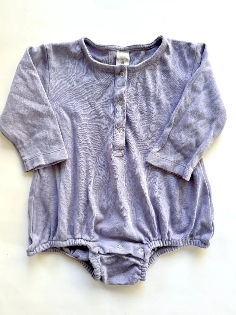 Kate Quinn Henley Bubble Romper Long Sleeve Lavender 6-12M